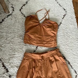 YFB Set Smocked Crop Top and Cropped Wide Leg Pants